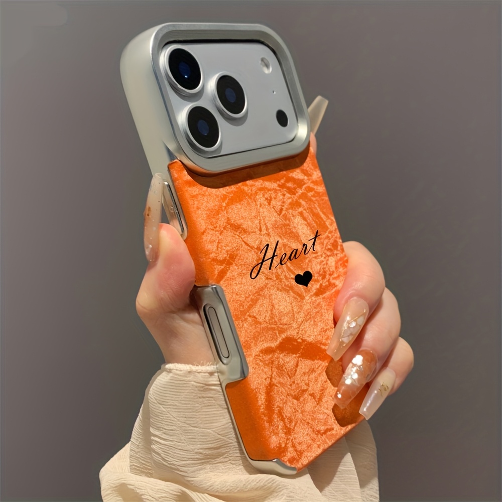 TEMU Coque de téléphone - Lettres personnalisées gravées, nom personnalisé, motif montagne de neige bas luxe, coque de téléphone en similicuir pour