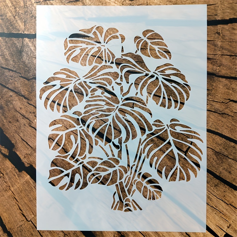 

Tropical Leaf Stencil For Painting - 1pc Turtle Back , Pet Plastic, Reusable Template For Fabric, Walls, Cabinets & More