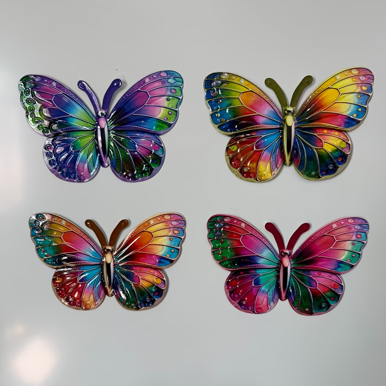 E-shop [2.5D] 4-tlg. Metall-Schmetterling-Wanddeko aus Schmiedeeisen, Heim-Wanddekoration, geeignet für Garten, Wohnzimmer, Schlafzimmer, Küche,