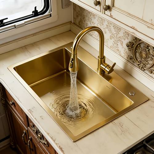 begin with this luxurious sink revealing the experience of an rv in the rv with this golden sink bringing the of daily life into home 4540 golden single sink