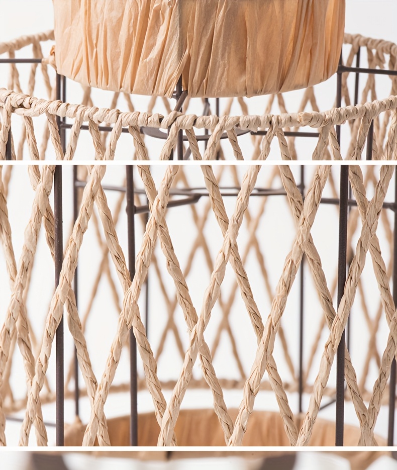 chinese retro style chandelier decorative lampshade indoor high end chandelier lighting     woven paper rope lampshade details 4