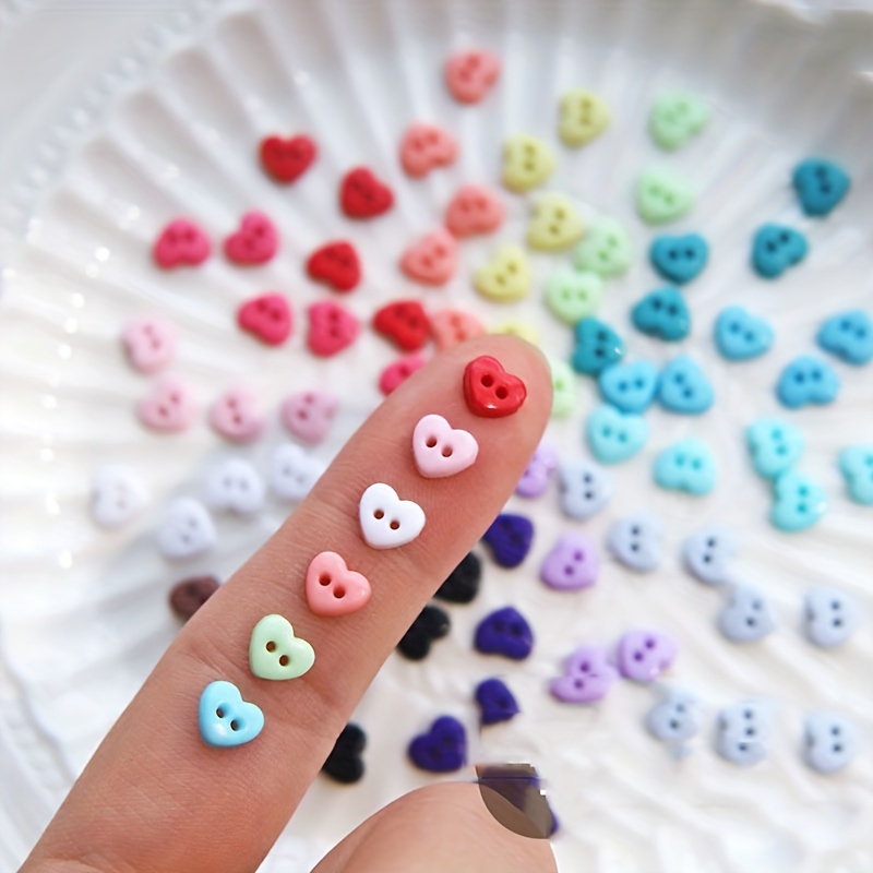 

60pcs 6mm Mini Heart Buttons, Assorted Colors - Ideal For Doll Clothing & Crafts, Micro, Perfect