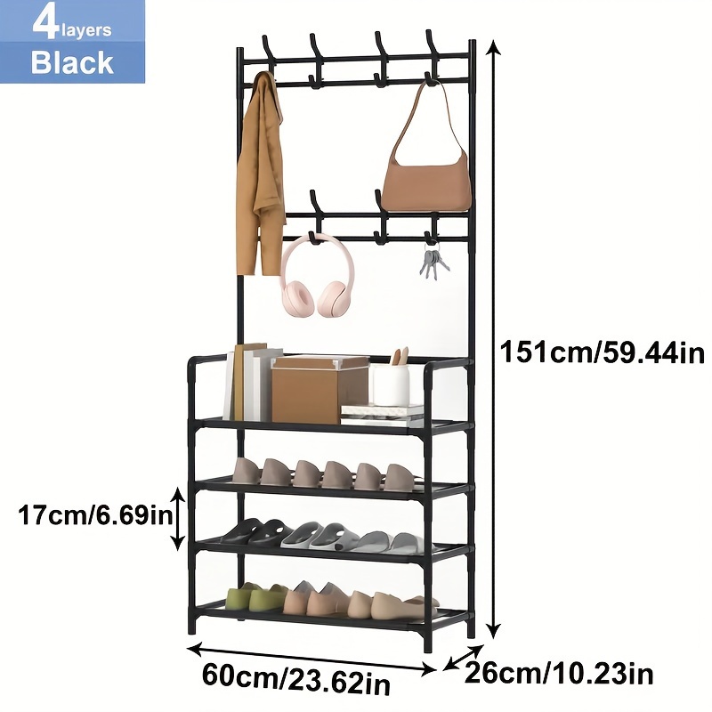 TEMU 1pc Entryway Coat And – Plastic Shoe Storage Organizer Hooks For Clothes, Bags, Umbrellas – Accessory Shelf, -