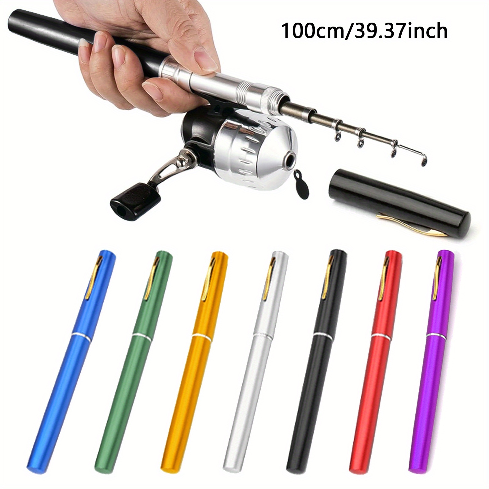 New 2pcs Fishing Kit - Mini Pen-Style Rod and Reel Set, Durable Aluminum Alloy, Ideal for Beginners, Suitable for Rivers, Reservoirs, Lakes, and Ice Fishing, Mini Fishing Rod, Pen/fishing Pen Rod, Ice Fishing Equipment, Fishing Rod, Fishing Rod For River, Small Fishing Rod, Fishing Equipment, Fishing Rod Full Set, Spinning Rod, Baitcaster Combo, Fishing Reel, Fishing Rods, Original Fishing Rod