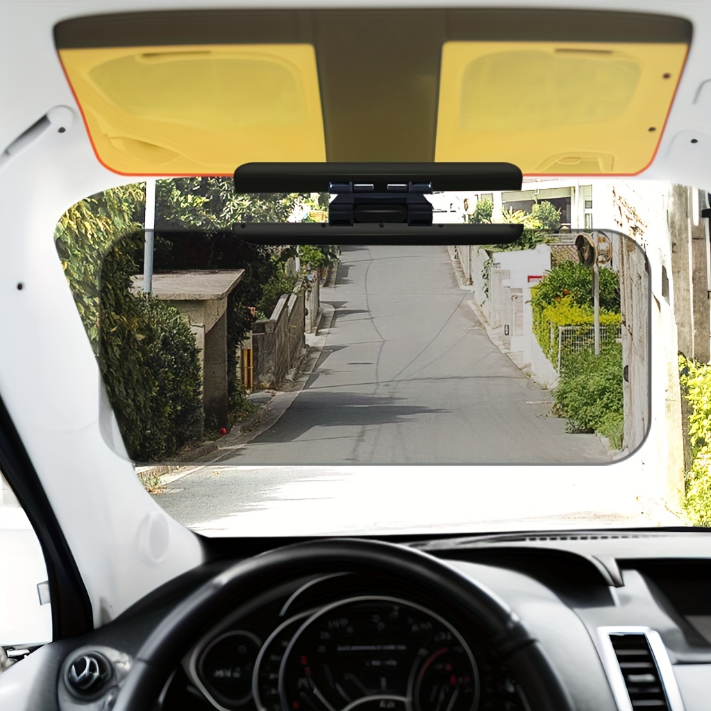 TEMU Dual-use Car Sun Visor - & High Beam Protection, Durable Abs Material, Secure Clip Installation, Fits Most Vehicles, Visibility For Driving