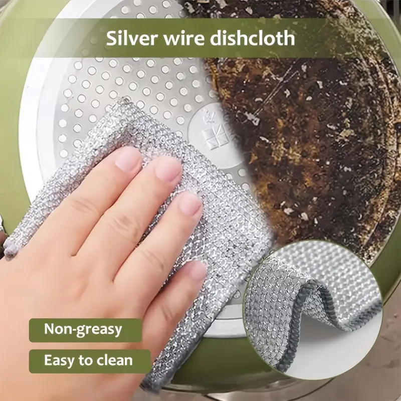 double layer multifunctional non scratch wire dishcloth steel wire dish towel multipurpose wire dishwashing rags for wet and dry very the dry brush pots and pans suitable for kitchen wiping 18 36pcs details 3