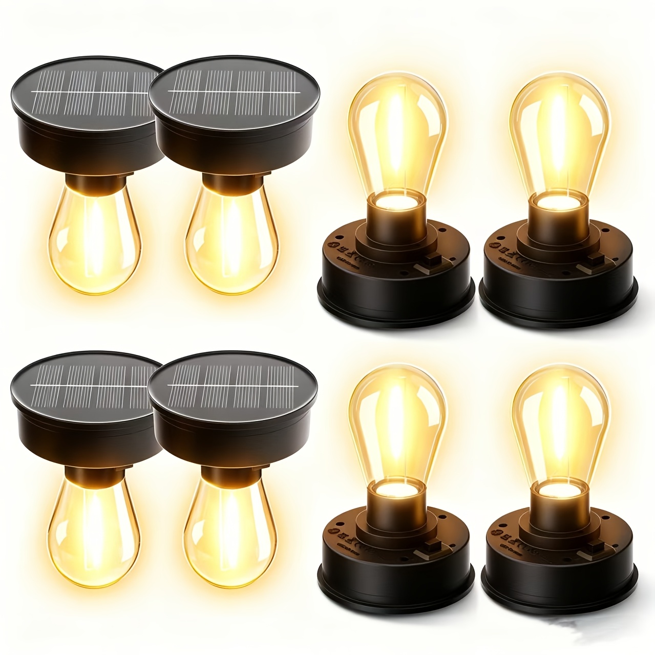 TEMU Pack Of 6 Garden Solar Lights Replacement Parts, 8 Cm Solar Lights Replacement Top With Bright Led Bulb, Transparent Replacement Lid Solar Panel