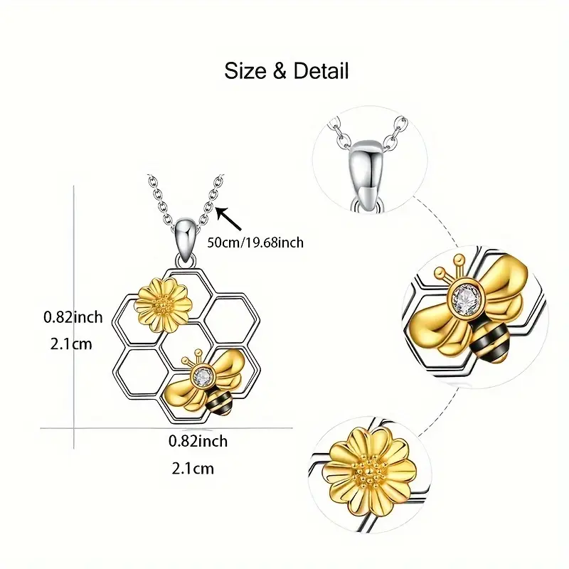 boho chic sunflower honeycomb pendant necklace perfect gift for her on anniversaries birthdays valentines details 3