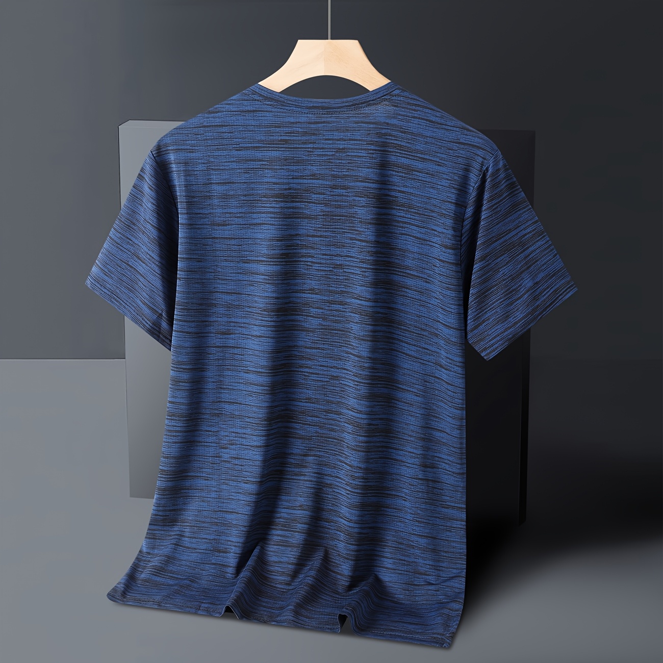 Men'S Lightweight Ice Sliky Fiber Fabric Quick-Dry T-Shirt - Blue & Black Striped, Breathable & Moisture-Wicking, Loose Fit for Running, Gym, Outdoor Activities, Travel, and Casual Wear, Gym Apparel | Striped Tshirt | Quickdry Fabric