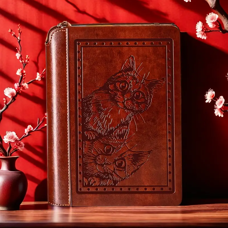 a5 hardcover notebook with cute kitten 400 pages 100gsm thick paper pen holder bookmark ribbon straps journaling sketching and gifting ideal for men women writers and students notebooks and journals details 4