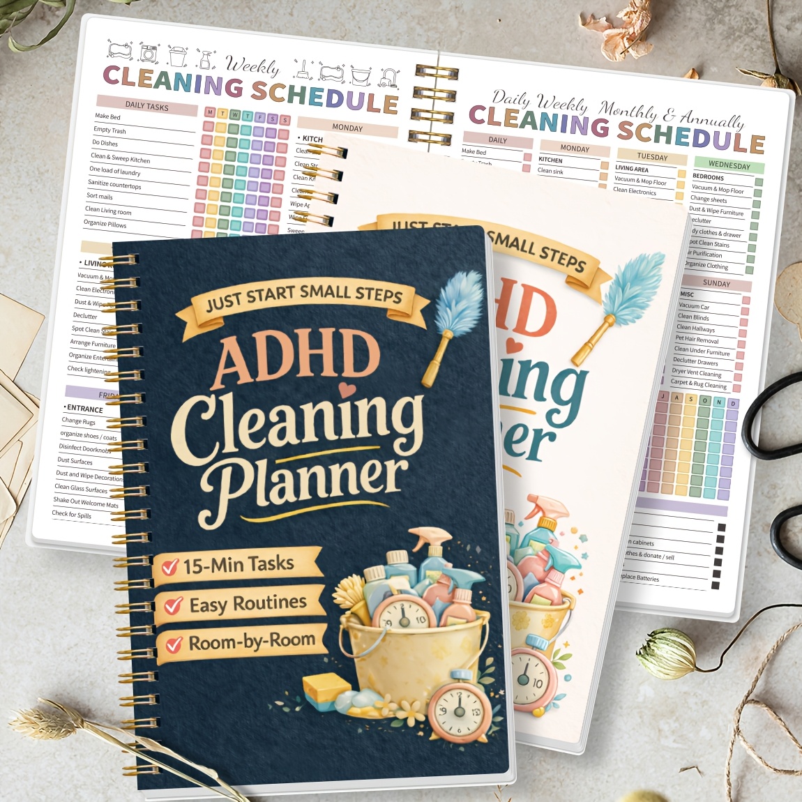   spiral bound a   cleaning schedule daily weekly monthly yearly planner chore list suitable for productivity planning and cleaning records for families  