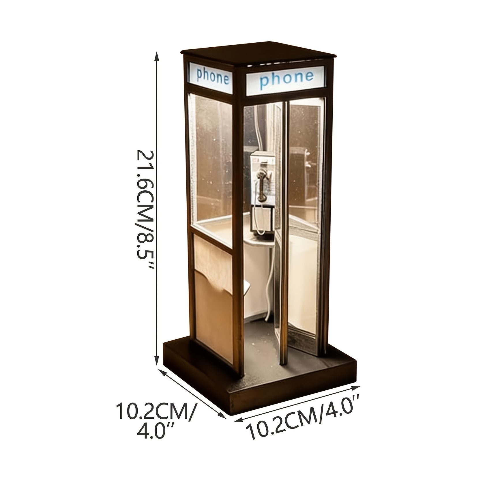 2pcs telephone booth table lamp black lampshade set designed in a vintage telephone booth style bedside night light birthday gift Product details 6