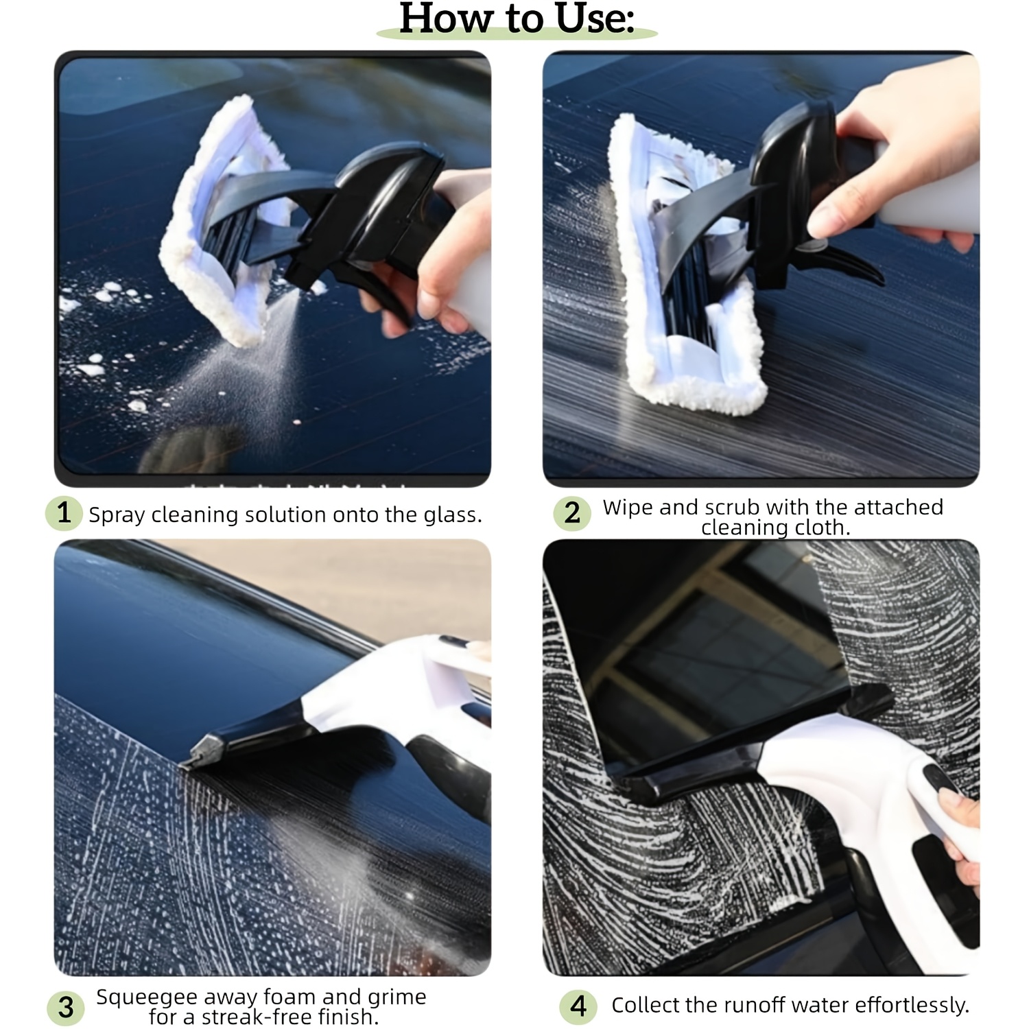 window vacuum squeegee cordless 2000pa electric window cleaner tool with 2200mah 150ml water collection tank window cleaning kit shower squeegee for glass doors windows mirrors car white 8
