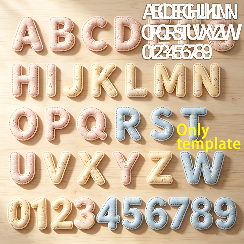 TEMU 36pcs 3.9-inch Reusable Pet Fabric Sewing & Stitching Templates - Alphabet, 0-9 Numbers, Suitable For Beginners & , Diy Quilting, Name Banners,