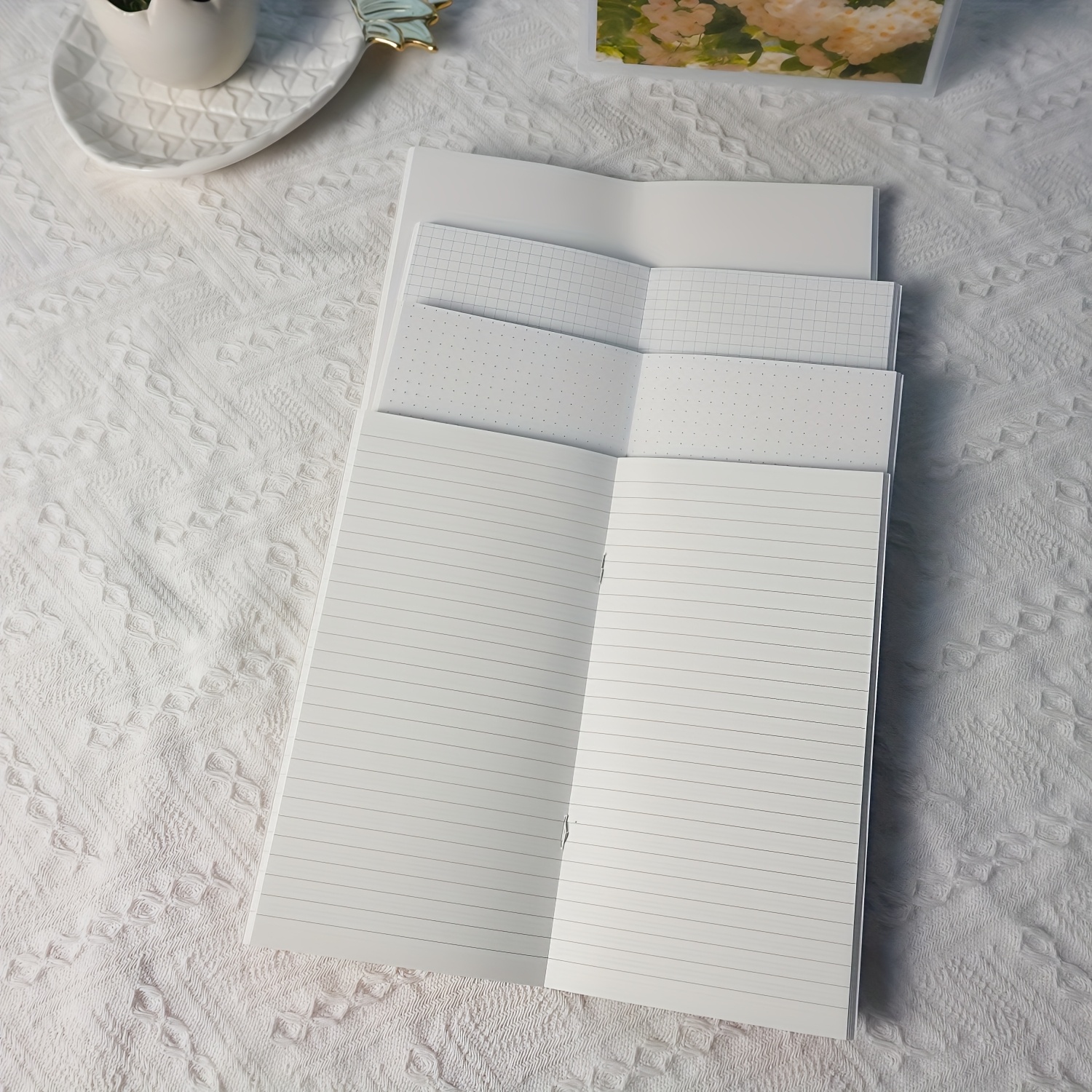 TEMU 4pcs A6 Paper Notebooks For Journaling, Office, And School Use - 120 Sheets/240 Pages, 4 Styles (blank, Lined, Grid, Dot), Notebooks Journaling,