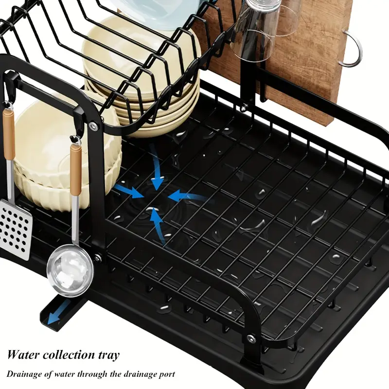 2 tier dish rack with dish drying rack 2 tier drainer kitchen counter cutlery holder cutting board holder cup holder and large dish racks Product details 3