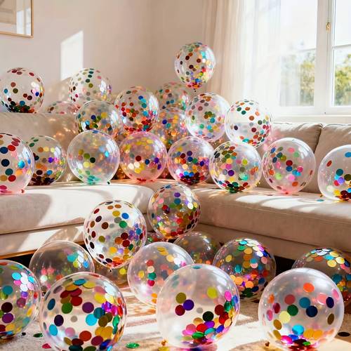 22-teiliges set transparente mehrfarbige glitzerballons, für geburtstage, hochzeiten, valentinstag, thanksgiving, muttertag, halloween, weihnachten, neujahr, schulanfangsfeiern, abschlusssaison, , ballonarrangements, ballonpartys, fotografie-requisiten für posieren