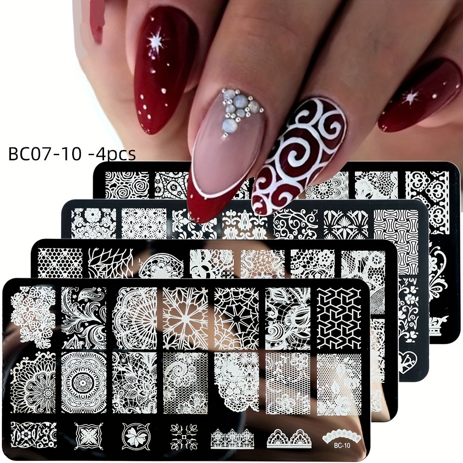 YATI NAIL 様 オーダー品 4 lace steel plate nail templates bc beauty - Temu Canada