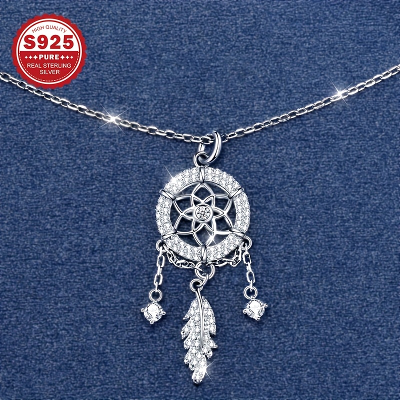 Sterling Silver Dreamcatcher Pendant Necklace Elegant Jewellery_voghion.com