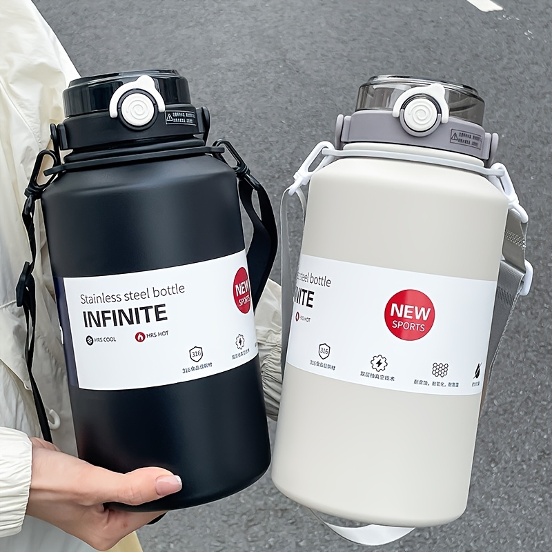 1 copo de vácuo em aço inoxidável com pega, 2000 ml, grande capacidade, refrigeração com gelo e isolamento, copo de vácuo com palhinha para beber, ideal para desporto ao ar livre e água