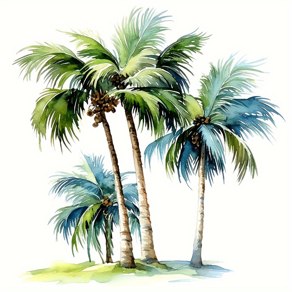 

Waterproof Palm Tree Sticker Set: Suitable For Bathroom, Kitchen, And Other Smooth Surfaces