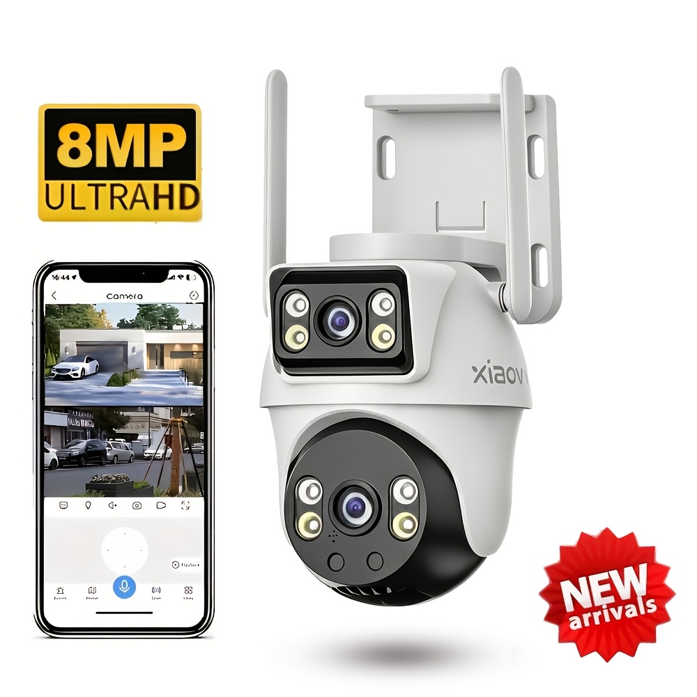 8mp Dual Lens Security Camera, 4k/8mp Wifi Cameras For Human Detection, Color Night Vision, Audio