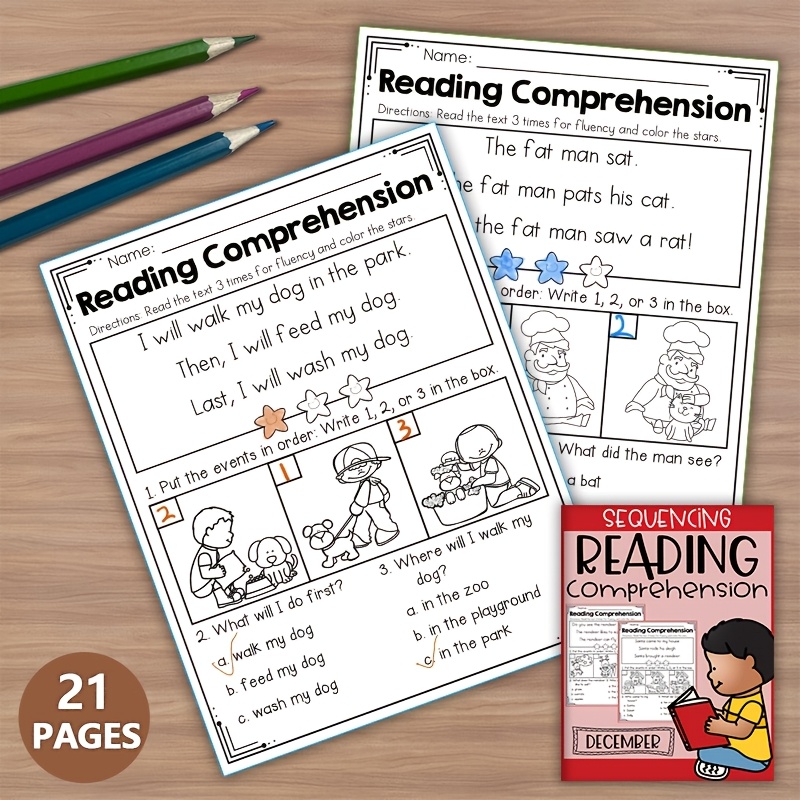 

December Themed Reading Worksheets For - 21 Pages Of Sequencing Practice, & Activities, Winter & Holiday Learning Pack