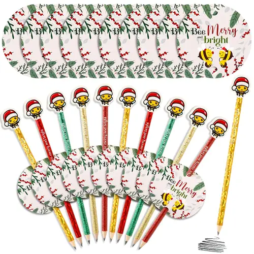 30 sets pencils gifts for bee pencils with erasers cards bulk holiday classroom gifts for students party favors stuffers