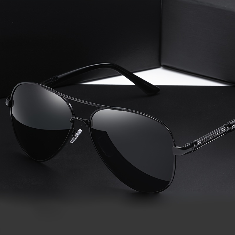 TEMU 1 Pair Of Stylish Pilot Fashion Glasses For Men And Women - Anti-blue Light, Golden Accents, Driving, Fishing, And Outdoor Activities