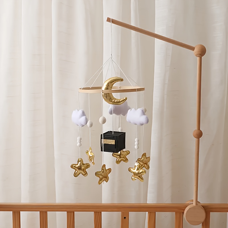 Moon & Star Felt Wind Chime for Baby Bedtime Soothing