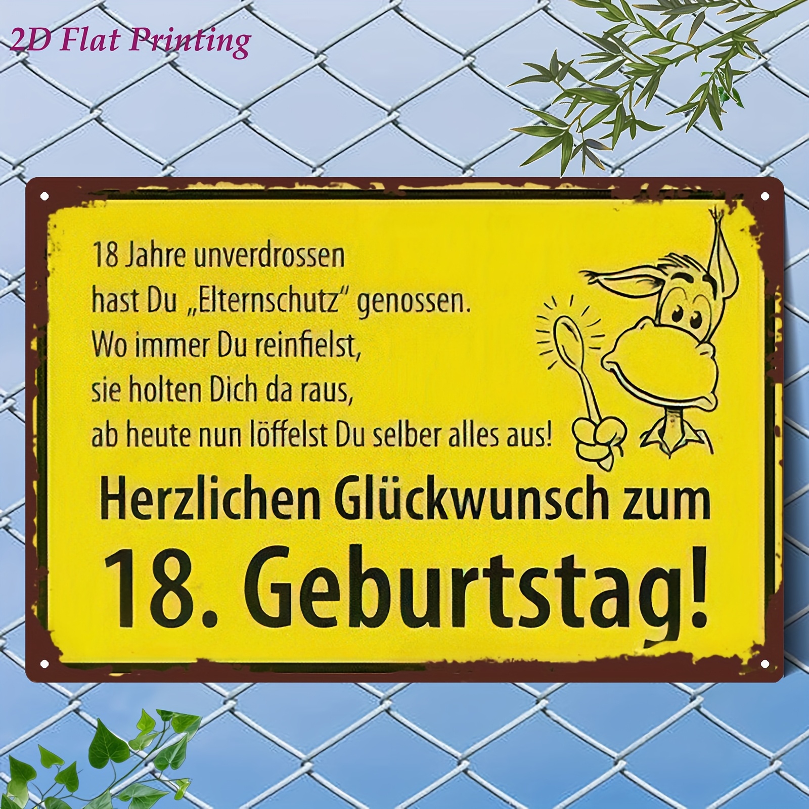 E-shop 2D Flach, 1 Stück 18. / 3. Geburtstagsjunge Metall-Wandschild - Retro Deutsch/Englisch Namensschild, Langlebiges Eisenzeitalter 8x12 Zoll für 18