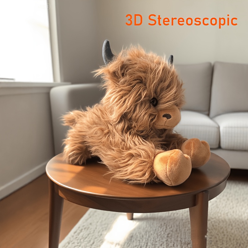 TEMU Highland Cow Plush Dog Chew Toy | Realistic Texture, High-end Style | Soft Plush Material (farmhouse Style, Delicate And Skin-friendly) Home And