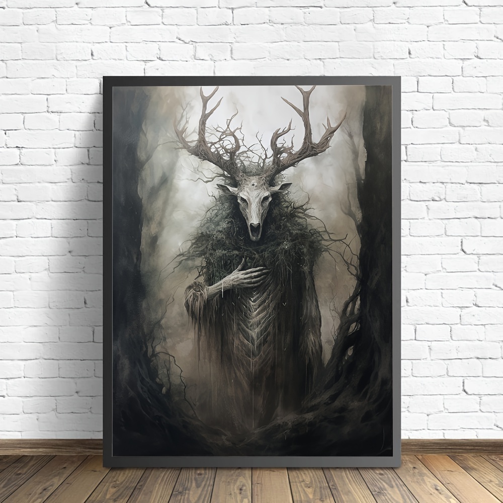 Creepy deer - Black And White Creepy Deer - Posters and Art Prints