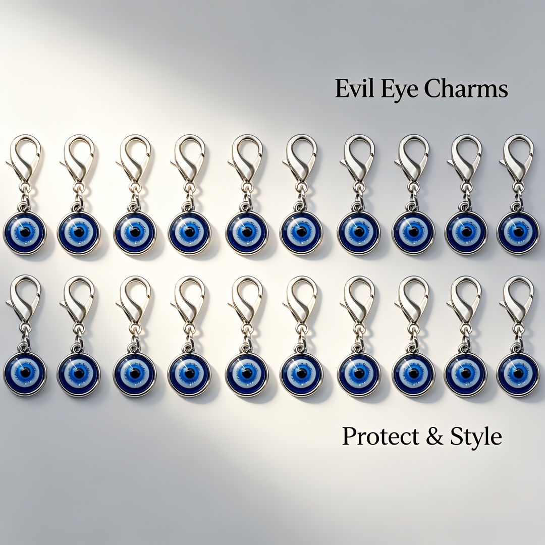 TEMU 20pcs Porte-clés Bleu Œil Maléfique Strass, - Cadeau Symbolique, Protection & - Accessoire Tendance pour Clés de Voiture/Charmes de Sac, Cadeau