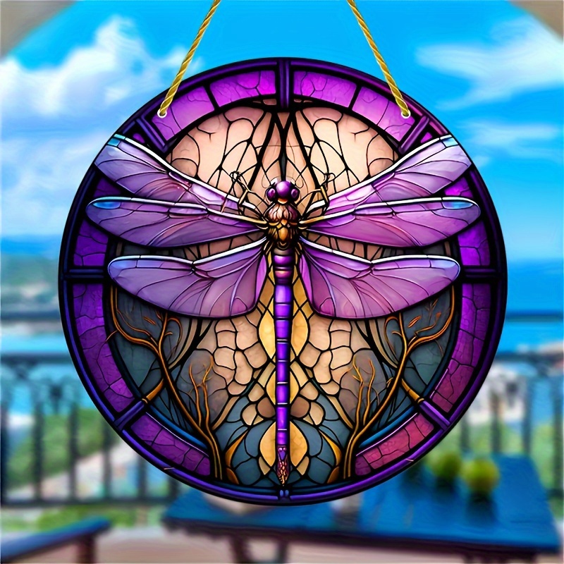 

Dragonfly Suncatcher - 1pc/2pcs Set, Acrylic Stained Glass Style, Perfect For Windows, Wreaths, And Wall Decor In Any Room Or Porch