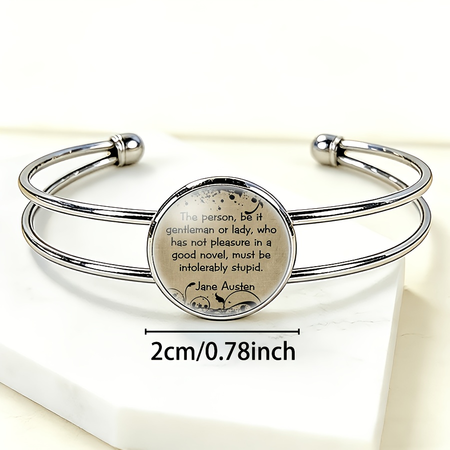 Women's Adjustable Open Bangle with Round Gemstone Inlay