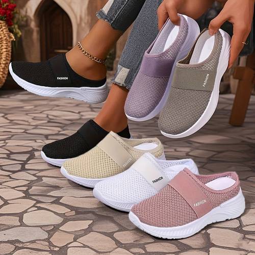 8 colors womens white slip on sneakers with breathable mesh upper pvc sole cushioned for beach travel casual attire spring autumn casual shoes slipon design