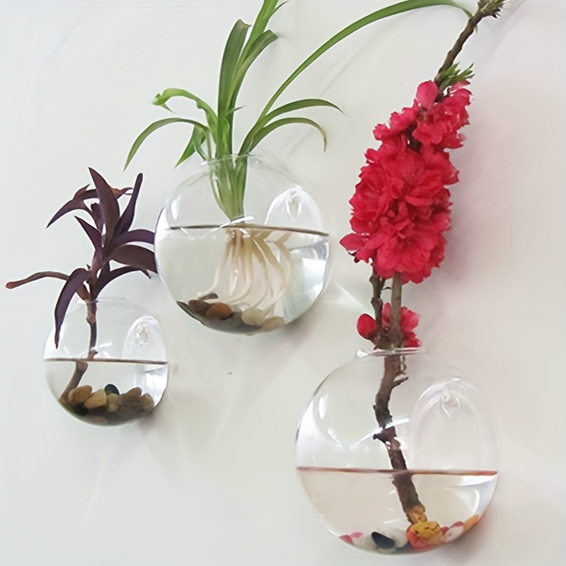 

Glass Hanging Wall Terrariums With Multi-component Accessories, Indoor & Outdoor Mountable Hydroponic Plant Vases In Unique Shapes With Special Functionality Features