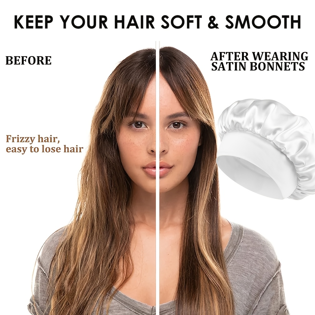 3pcs satin bonnet curly hair bonnet bonnet sleeping white Temu