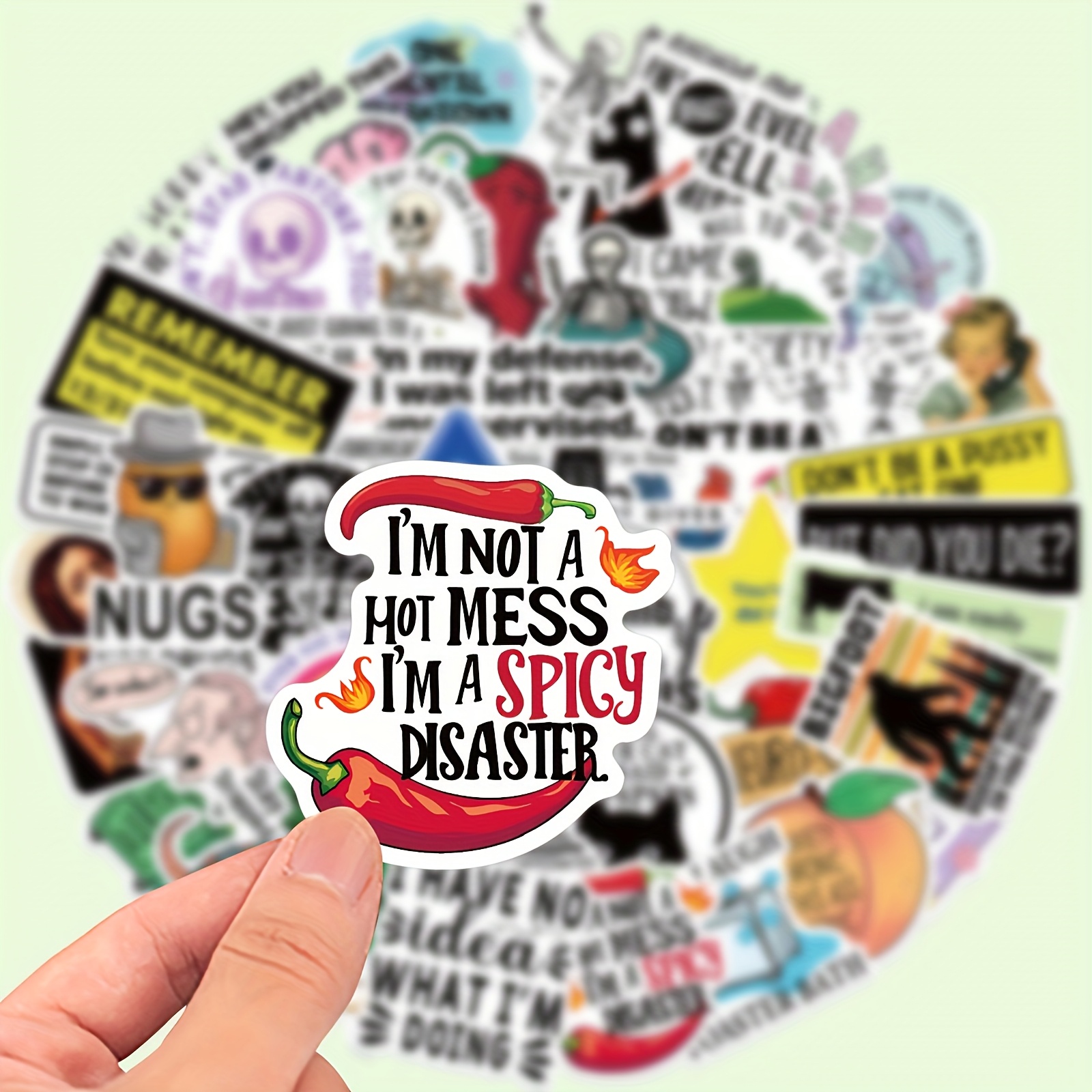 50 Funny Stickers - for Laptops, Water Bottles, Helmets, Etc. - Ideal Gifts for Holidays And Rewards