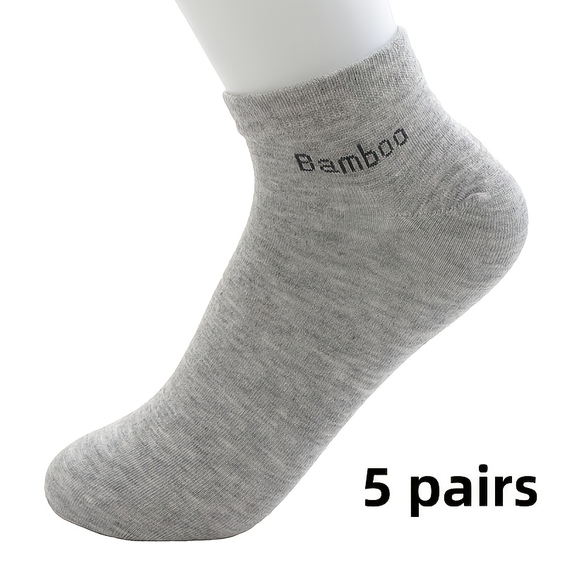 TEMU 5 Pairs Socks, Made Of Bamboo Rayon, Ultra Breathable And Odor-resistant, Low-cut Design With Embossed Logo, Perfect For Sneakers And Daily Wear