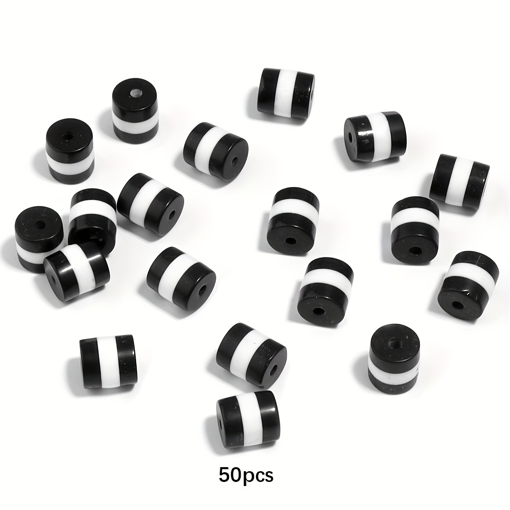 TEMU 50 Acrylic Tricolor Flag Cylindrical Striped Beads For Bracelets, Necklaces, Phone Chains, Pendants, Tassels, And Additions, Suitable For