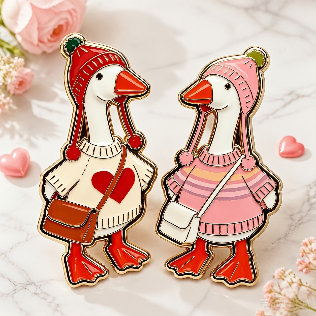 TEMU 2pcs Cute Cartoon Couple Enamel Pins, Badges For Sweaters, Hats, Bags, Clothing, Couple Gifts