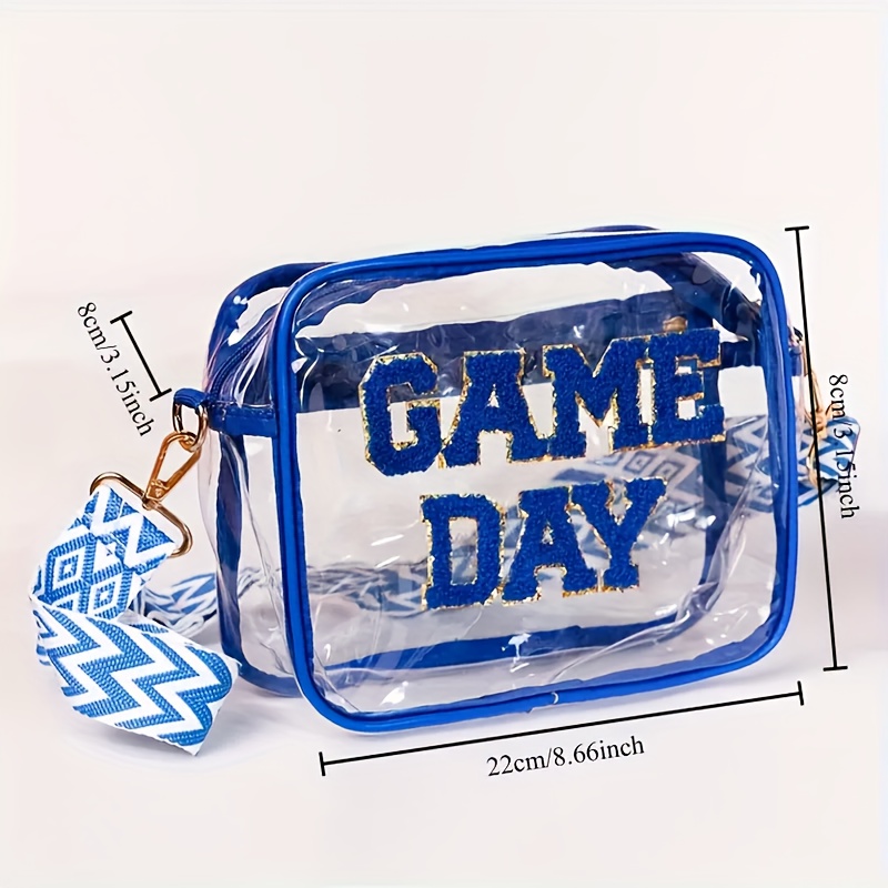 TEMU A Small Square Pvc Shoulder Bag With Embroidered "game Day" Words. A Portable Bag Suitable For Travel, Makeup Storage And Activities, Designed