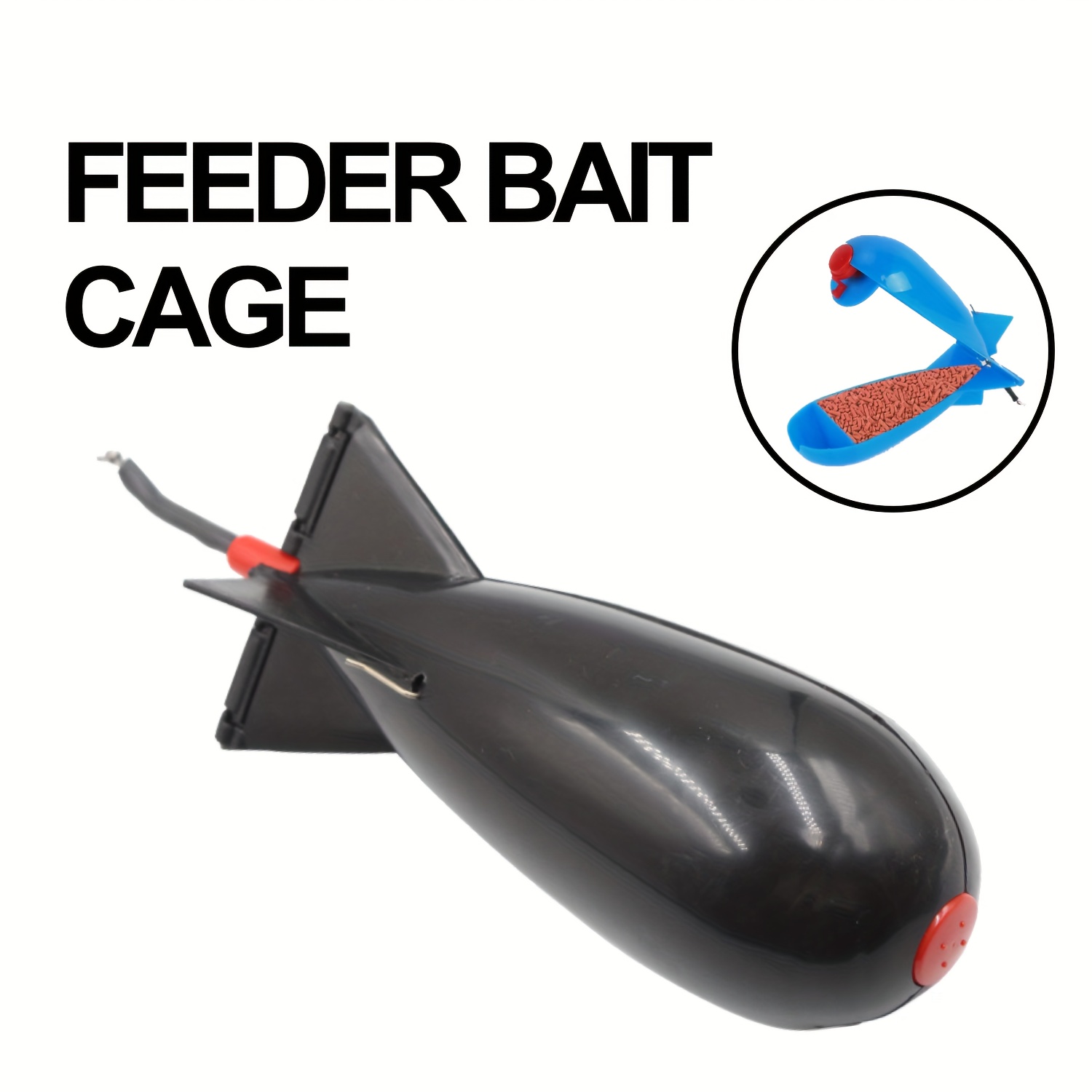 

1pc Pp Fishing Bait Cage - Long Casting, Black With , Professional Feeder For Carp & Other Fish, Essential Tackle Accessory, Carp Fishing Accessory|functional Tackle| Stability