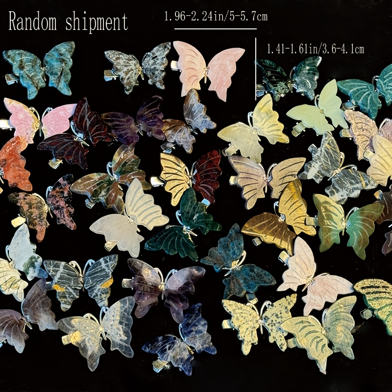 Natural Rock Crystal Butterfly Hair Clips for Girls Unique Gift