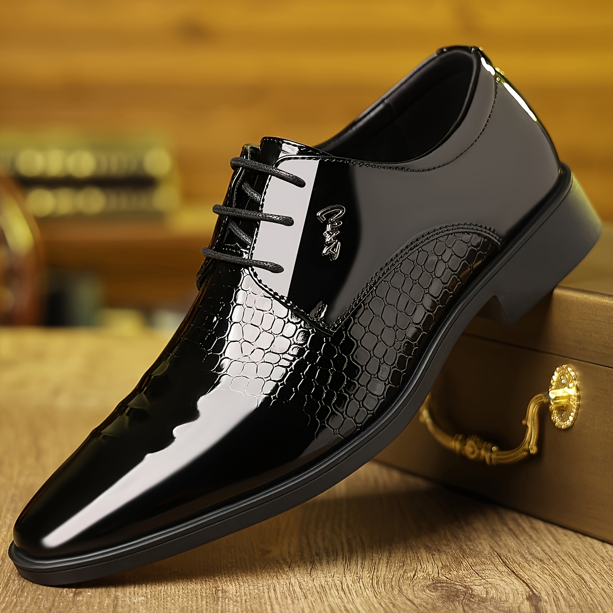 Image of Men' Dress Shoes Suitable For Wedding & Suit - Low-top Lace-up Oxfords With Upper & Sole, Sole Traction, Comfortable Cushioned Insole For Wedding, Business, Formal Events - Wear For Young Men