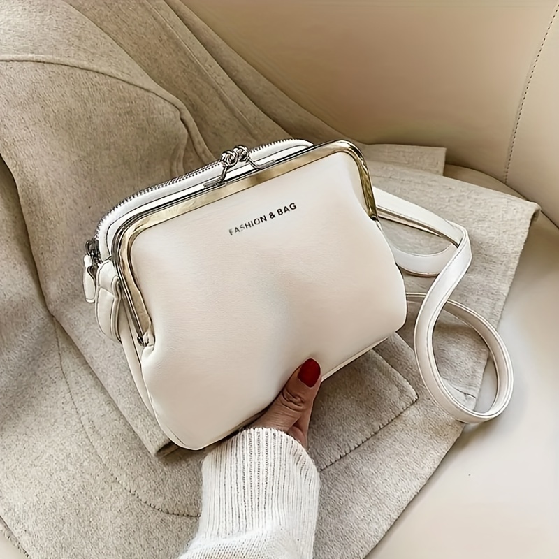 Vintage Fashionable Small Square Clutch Bag, Stylish And Simple Double-layer Clip Shoulder Crossbody Bag For Women