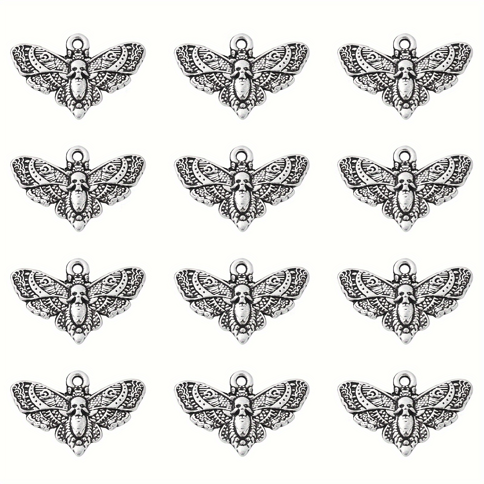 TEMU 50pcs Moth Charms Bulk Goth Charm Halloween Charms Pendants Charms Dangle Charms Vintage Earrings Necklaces Bracelets Charms For Jewelry Making
