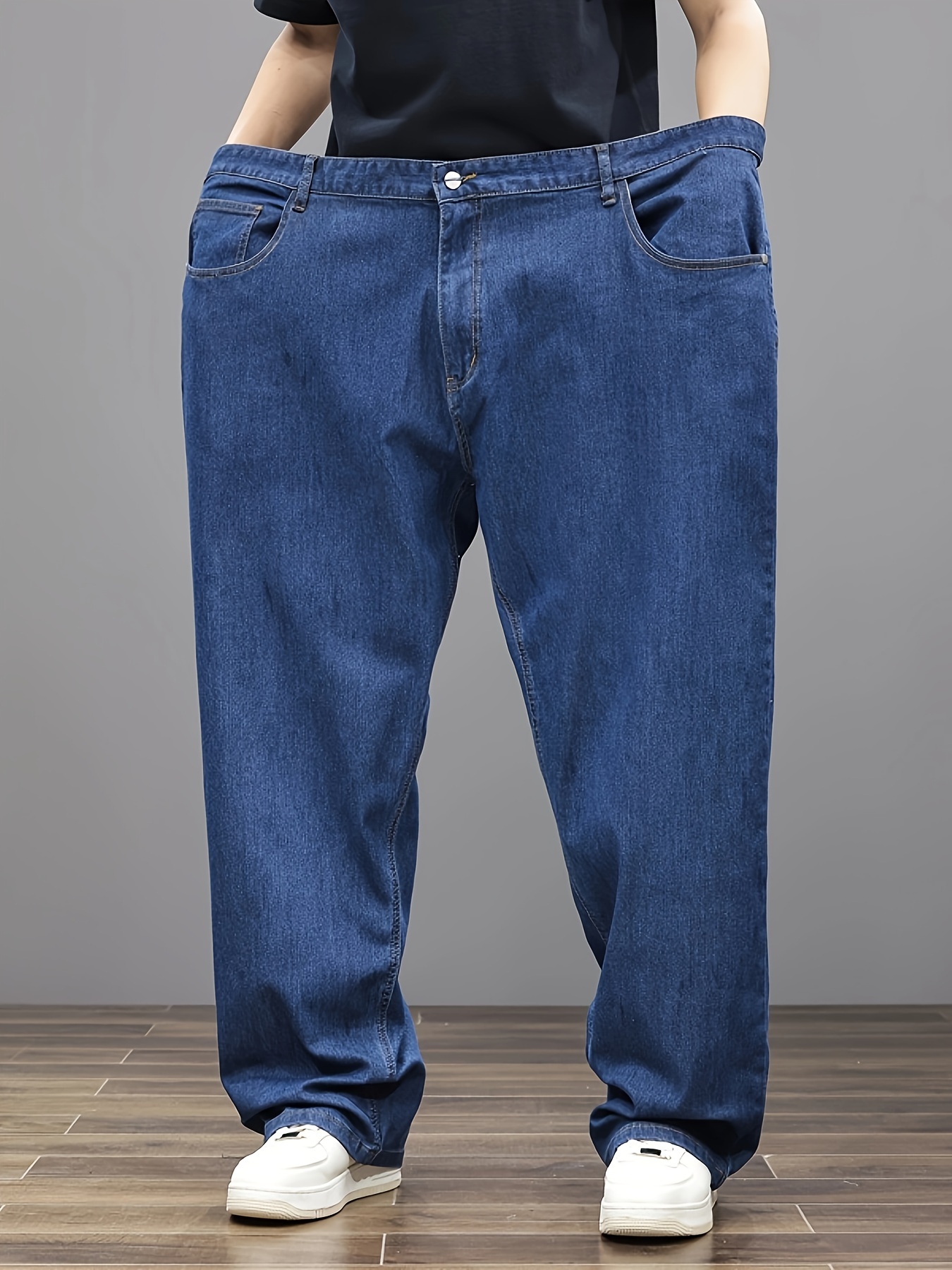Plus Size Men's Soft & Comfy Jeans - Casual Loose Fit Denim Pants with Pockets, Stretch Rayon Blend for Fall/Winter, PLUS SIZE